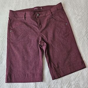 prAna Hiking Outdoor Gorpcore Bermuda Shorts | Burgundy Heather | Size 6